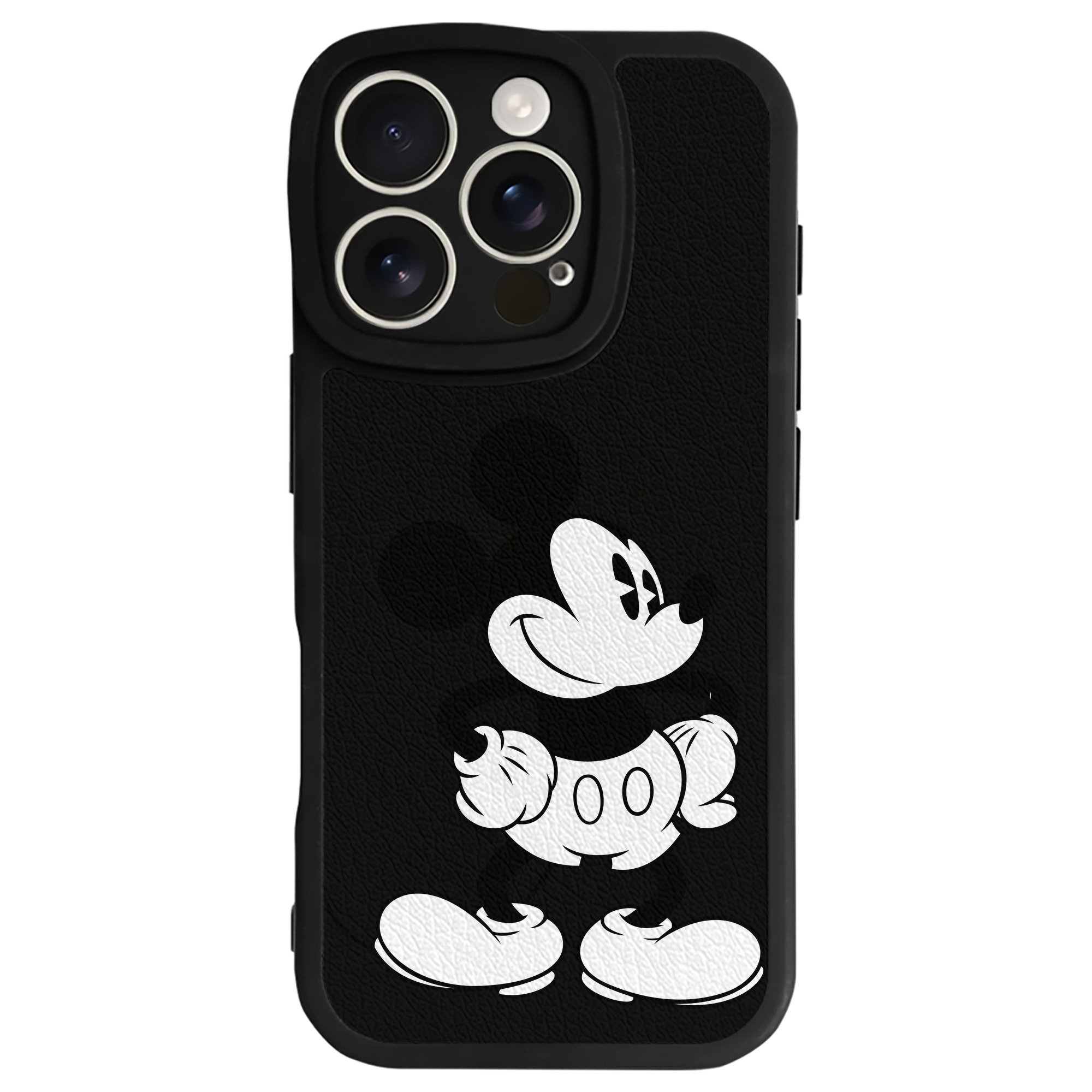 （画像用） ミッキーマウス Mickey Mouse 【iPhone 16シリーズ対応】シリコンスマホケース（レザー調） 材質：シリコン